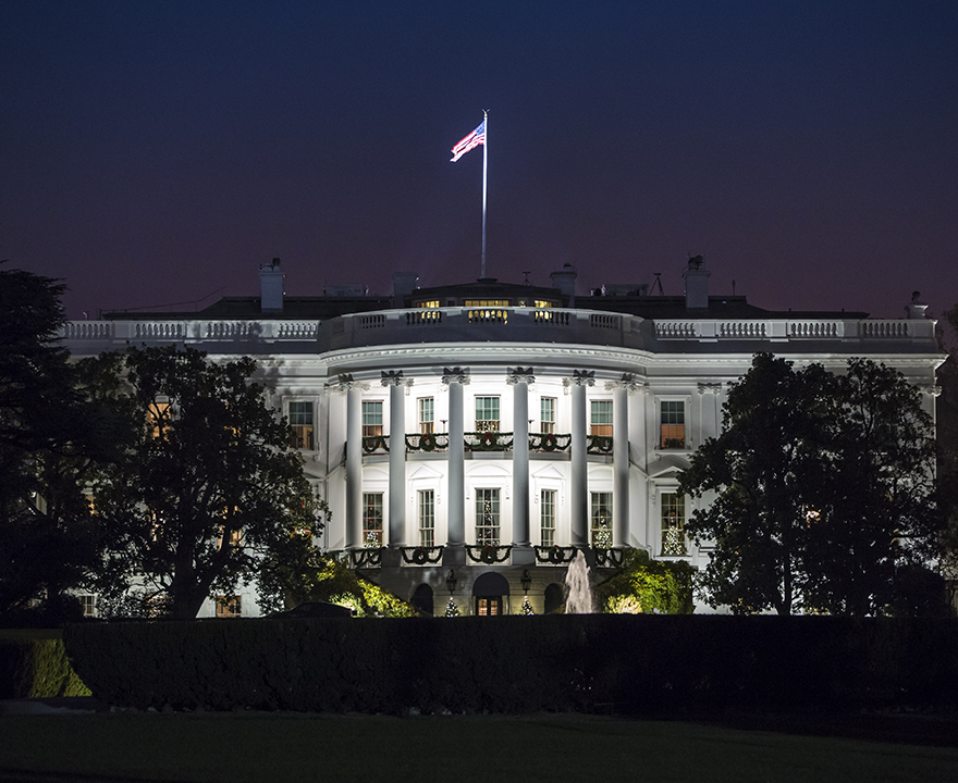 white house at night