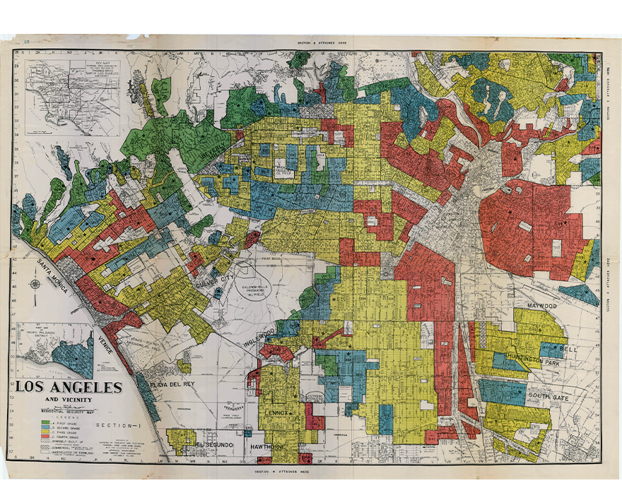 A redlining map of Los Angeles in 1939.