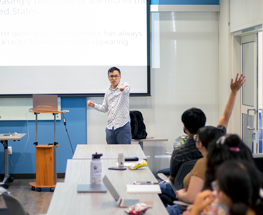 Long Bui leading a discussion in SAEP