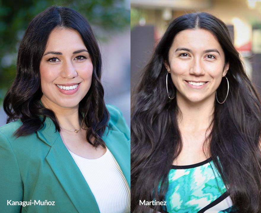 Marlen Kanagui-Muñoz, ’07 UCI cognitive sciences and sociology and ’13 University of Missouri-Columbia Ph.D., and Caroline Martínez, sociology Ph.D. candidate