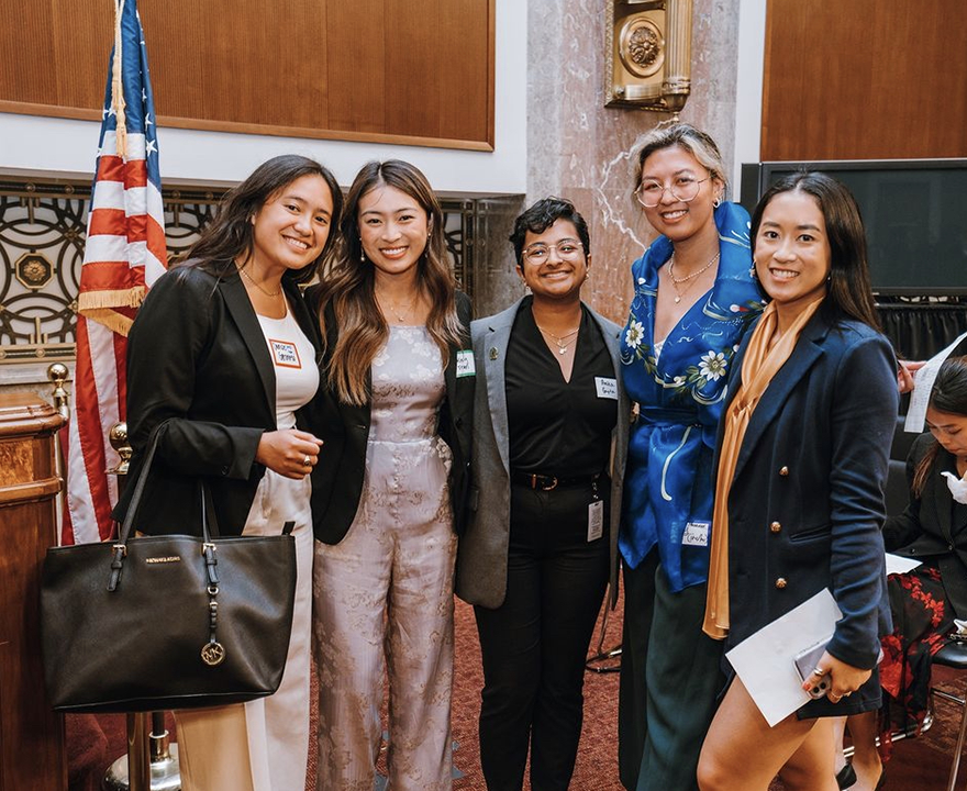 Haley Tran with fellow interns at an APIAVote event.