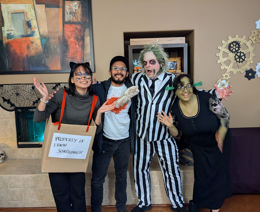 Medriano with her lab at a Halloween party.