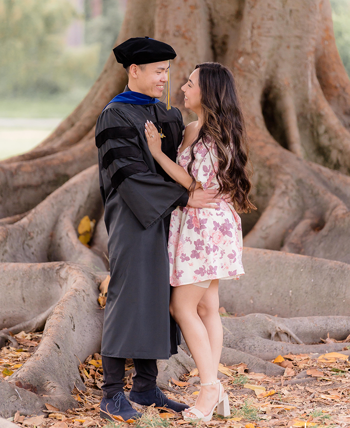 Tran with his fiance in Aldrich Park.