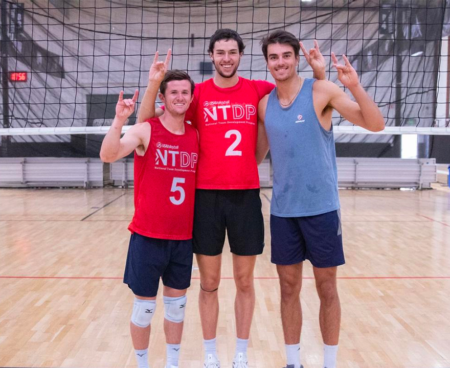 Men's Volleyball players Flexen, Tangutur and D'Arcy