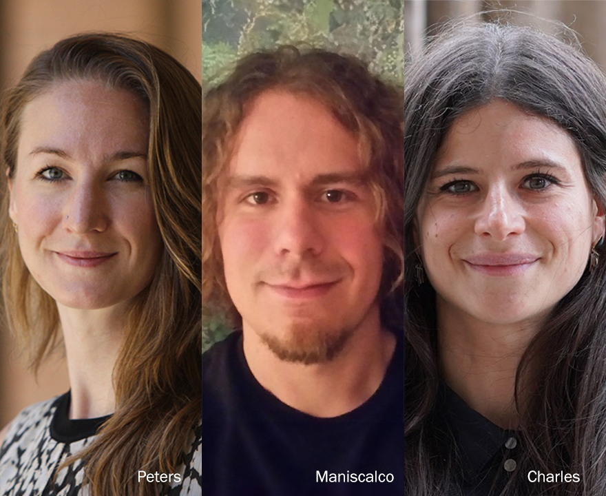 Research team headshots - Peters, Maniscalco, and Charles