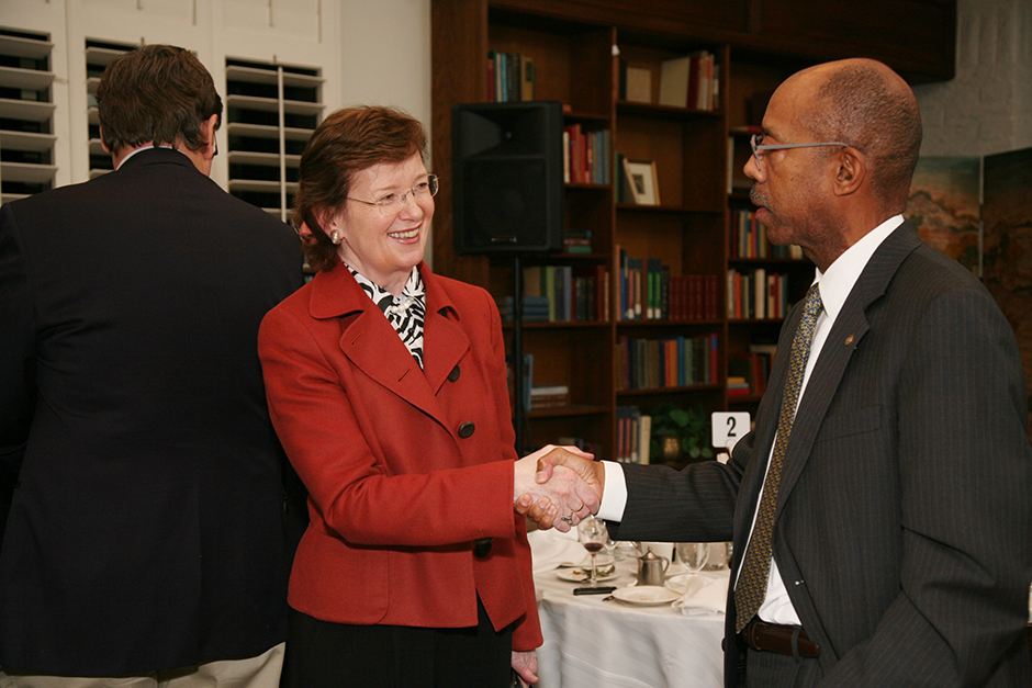 Mary Robinson with then-UCI Chancellor, now UC President Michael Drake