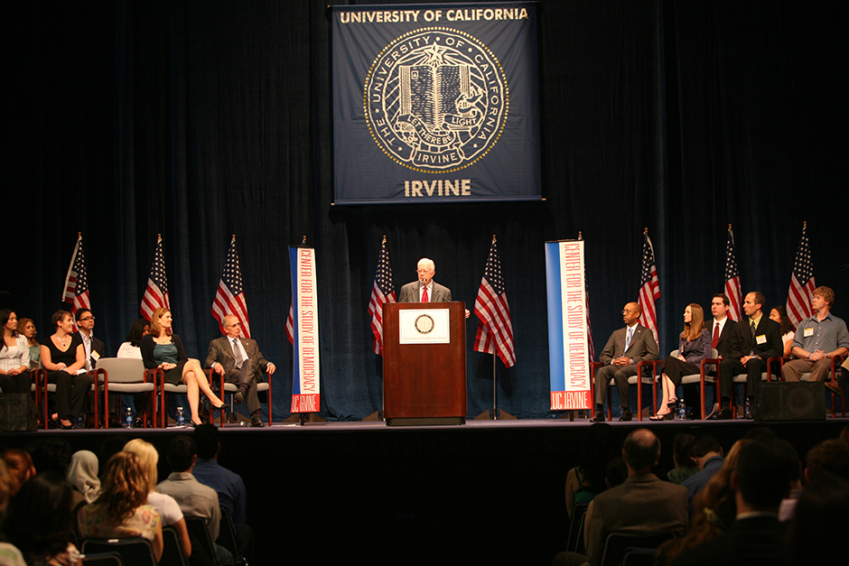 Former U.S. President Jimmy Carter speaking at UCI